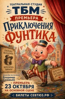 Премьера в СевТЮЗе: студия ТБМ покажет «Приключения Фунтика» с профессиональными артистами